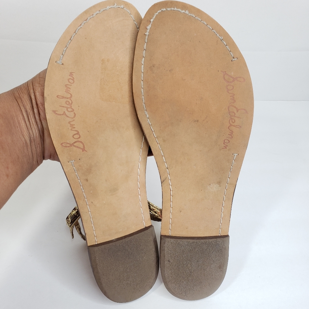 Sam Edelman Gold Snake Embossed Thong Sandal 7.5 - Picture 9 of 9